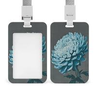 Jubonexis Portatarjetas retráctiles con diseño de flor de crisantemo, color verde azulado, protector de tarjetas, tarjeta de nombre, para trabajo, oficina, médico, enfermera