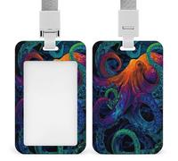 Jubonexis Portatarjetas retráctiles con diseño de pulpo de neón con tentáculos en espiral, con clip retráctil, protector de tarjetas, placa de nombre, para trabajo, oficina, médico, enfermera