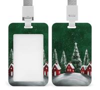 Jubonexis Portatarjetas retráctiles para tarjetas de identificación con diseño de árboles en la nieve para invierno, Navidad, para el trabajo, oficina, médico, enfermera