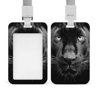 Jubonexis Portatarjetas retráctiles para tarjetas de identificación de retrato de pantera en blanco y negro, protector de tarjetas, placa de nombre, para trabajo, oficina, médico, enfermera