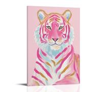 Jubonexis Póster artístico de pared con caras de tigre hacia adelante, lienzo impreso, imagen estética para sala de estar, decoración de granja, marco de 30 x 45 cm