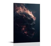 Jubonexis Póster artístico de pared con diseño de calavera ardiendo fuego fresco y oscuro en lienzo, cuadro estético para sala de estar, decoración de granja, marco de 30 x 45 cm