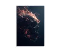 Jubonexis Póster artístico de pared con diseño de calavera ardiendo fuego fresco y oscuro en lienzo, pintura estética para sala de estar, decoración de granja, 30 x 45 cm, sin marco