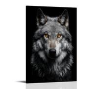 Jubonexis Póster de pared con diseño de lobo gris mirando hacia adelante, lienzo impreso, imagen estética para sala de estar, decoración de granja, marco de 30 x 45 cm