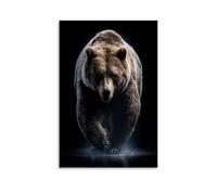 Jubonexis Póster de pared con diseño de oso caminando lentamente hacia ti, lienzo impreso, imagen estética para sala de estar, decoración de granja, 30 x 45 cm, sin marco