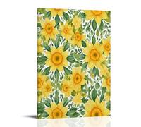 Jubonexis Póster decorativo de pared con diseño de mandala de narciso y flores, color amarillo, cuadro estético para sala de estar, decoración de granja, marco de 30 x 45 cm