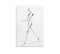 Jubonexis Póster minimalista de arte de línea con dibujo de figura humana caminando, lienzo impreso, cuadro estético para sala de estar, decoración de granja, sin marco, 30 x 45 cm