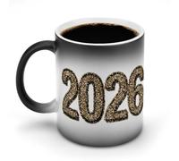 Jubonexis Preppy - Taza de café de cerámica que cambia de color dorado y negro 2026, taza de café novedosa divertida taza de té y agua, 11 onzas
