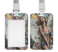 Jubonexis Pretty Angel Graffiti Street Art - Soporte retráctil para tarjetas de identificación, protector de tarjetas, etiqueta de nombre para trabajo, oficina, médico, enfermera