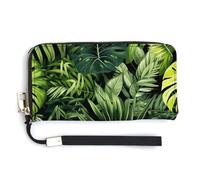 Jubonexis Rainforest Plants Monstera - Cartera larga de piel sintética con diseño tropical húmedo, monedero, funda para tarjetas de crédito, almacenamiento de dinero duradero para mujeres y hombres