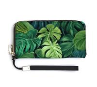 Jubonexis Rainforest Plants Monstera Tropical - Cartera de piel sintética larga y plegable, monedero, funda para tarjetas de crédito, almacenamiento de dinero duradero para mujeres y hombres