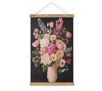 Jubonexis Ramo de peonías, rosas, tulipanes, flores silvestres, lienzo, marco de madera, colgador de pósteres, kit de fotos para colgar en la pared