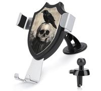 Jubonexis Raven Sitting On A Skull Dark - Soporte para teléfono de coche, base de clip triangular, soporte para teléfono celular, accesorios automotrices para teléfonos inteligentes de 4 a 6 pulgadas