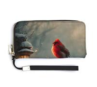 Jubonexis Red Bird Ion The Wooden Sign Dreamy - Cartera de piel sintética larga y plegable, monedero, funda para tarjetas de crédito, almacenamiento de dinero duradero para mujeres y hombres