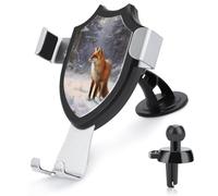 Jubonexis Red Fox in A Quiet Snowy Forest Soporte para teléfono de coche, soporte triangular con clip para rejilla de ventilación, accesorios automotrices para teléfonos inteligentes de 4 a 6 pulgadas