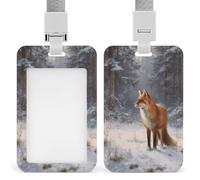 Jubonexis Red Fox in A Quiet Snowy Forest - Soporte retráctil para tarjetas de identificación, protector de tarjetas, placa de nombre, para trabajo, oficina, médico, enfermera