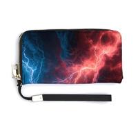 Jubonexis Red Lightning in The Sky - Cartera de piel sintética larga y plegable, monedero, funda para tarjetas de crédito, almacenamiento de dinero duradero para mujeres y hombres
