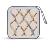 Jubonexis Red náutica con cuerdas en color beige, funda de almacenamiento para CD, DVD, portátil, para coche, hogar, viajes