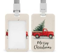 Jubonexis Red Truck Carry A Christmas Tree - Soporte retráctil para tarjetas de identificación, protector de tarjetas, placa de nombre, para trabajo, oficina, médico, enfermera