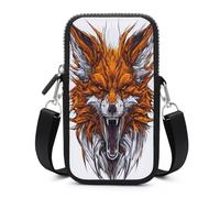 Jubonexis Roaring Fox Head - Bolsa cruzada para teléfono móvil con correa ajustable, color negro