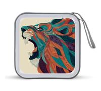 Jubonexis Roaring Lion's Head - Estuche de almacenamiento para CD, DVD, portátil, para coche, hogar, viajes