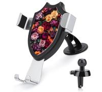 Jubonexis Rose - Soporte para teléfono de coche, diseño de flores, triángulo, base de clip para rejilla de ventilación, accesorios automotrices para teléfonos inteligentes de 4 a 6 pulgadas