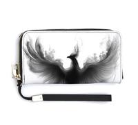 Jubonexis Silhouette of A Phoenix - Cartera larga plegable de piel sintética, monedero, funda para tarjetas de crédito, almacenamiento de dinero duradero para mujeres y hombres