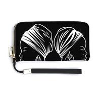 Jubonexis Silhouette of Two African Women - Cartera larga plegable de piel sintética para mujer, monedero, funda para tarjetas de crédito, almacenamiento de dinero duradero para mujeres y hombres
