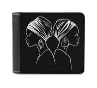 Jubonexis Silhouette of Two - Cartera plegable de piel sintética suave para mujeres africanas, monedero, funda para tarjetas de crédito, tarjetero duradero, billetera delgada para hombres y mujeres