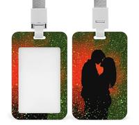 Jubonexis Silhouette - Soporte retráctil para tarjetas de identificación, diseño de pareja abrazando en amor, protector de tarjetas, placa de nombre, para trabajo, oficina, médico, enfermera