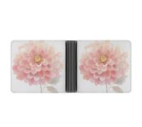 Jubonexis Simple Flower Minimal Soft Pink Color Soft PU Leather Bifold Wallet Monedero Monedero Pass Crédito Estuche Durable Tarjetero Billetera Delgada Billetera para Hombres Mujeres Almacenamiento