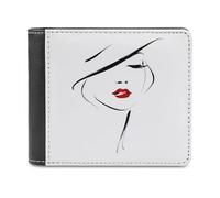 Jubonexis Simple Minimal Line Art - Cartera plegable de piel sintética suave con cara de mujer, monedero, funda para tarjetas de crédito, tarjetero duradero, billetera delgada para hombres y mujeres
