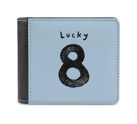 Jubonexis Simple Number 8 Lucky - Cartera plegable de piel sintética suave, monedero, funda para tarjetas de crédito, tarjetero duradero, billetera delgada para hombres y mujeres, almacenamiento de