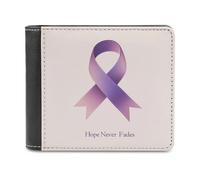 Jubonexis Simple Purple Ribbon Hope Never Fades - Cartera plegable de piel sintética suave, monedero, funda para tarjetas de crédito, tarjetero duradero, billetera delgada para hombres y mujeres