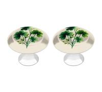 Jubonexis Simple - Ramo caprichoso de tréboles verdes de 4 hojas, tiradores redondos para cajones con tornillos, 2 piezas, pomos de cajón para tocador, decoración para armario, hogar, oficina, cocina