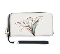 Jubonexis Single Lily Elegant Line Minimal Modern PU Leather Clutch Long Bifold Wallet - Monedero para tarjetas de crédito, almacenamiento de dinero duradero para mujeres y hombres