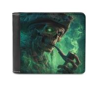 Jubonexis Skeletal Pirate with One Glowing Eye - Cartera plegable de piel sintética suave, monedero, funda para tarjetas de crédito, tarjetero duradero, billetera delgada para hombres y mujeres