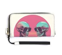 Jubonexis Skeletons - Cartera larga plegable de piel sintética con lentes de sol, monedero, funda para tarjetas de crédito, almacenamiento de dinero duradero para mujeres y hombres