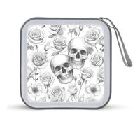Jubonexis Skulls and Roses - Estuche portátil para CD y DVD para coche, hogar, viajes