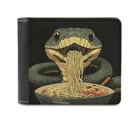 Jubonexis Snake Eating Ramen - Cartera plegable de piel sintética suave, monedero, funda para tarjetas de crédito, tarjetero duradero, billetera delgada para hombres y mujeres, almacenamiento de