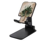 Jubonexis Soporte artístico para teléfono celular, diseño de trébol sobre crema, plegable, ajustable, para escritorio