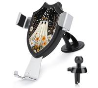 Jubonexis Soporte de teléfono de coche con diseño de sombrero de bruja fantasma, margaritas, flores silvestres, soporte triangular para teléfono celular, accesorios automotrices para teléfonos