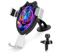 Jubonexis Soporte de teléfono de coche con diseño de tigre de neón en la selva oscura, soporte de clip triangular, soporte para teléfono celular, accesorios automotrices para teléfonos inteligentes de