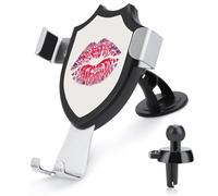 Jubonexis Soporte de teléfono de coche con diseño de un solo beso con patrón de San Valentín, base de clip triangular, soporte para teléfono celular, accesorios automotrices para teléfonos