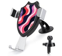 Jubonexis Soporte de teléfono de coche con líneas curvas rosas y rojas, soporte triangular para teléfono celular, accesorios automotrices para teléfonos inteligentes de 4 a 6 pulgadas