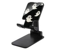Jubonexis Soporte de teléfono móvil plegable y ajustable para escritorio con fantasmas de dibujos animados blancos de Halloween