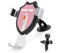 Jubonexis Soporte minimalista de dibujos animados de ganso blanco sobre rosa para teléfono de coche, soporte de clip triangular, soporte para teléfono celular, accesorios automotrices para teléfonos