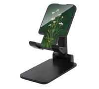 Jubonexis Soporte minimalista para teléfono celular, diseño minimalista de flores silvestres blancas en verde oscuro, soporte plegable y ajustable para escritorio
