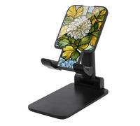 Jubonexis Soporte para teléfono celular, plegable, ajustable, con patrón de flores de crisantemo, color blanco y azul pálido, para escritorio