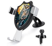 Jubonexis Soporte para teléfono de coche con diseño de búho sabio con luna llena, soporte de clip triangular, soporte para teléfono celular, accesorios automotrices para teléfonos inteligentes de 4 a